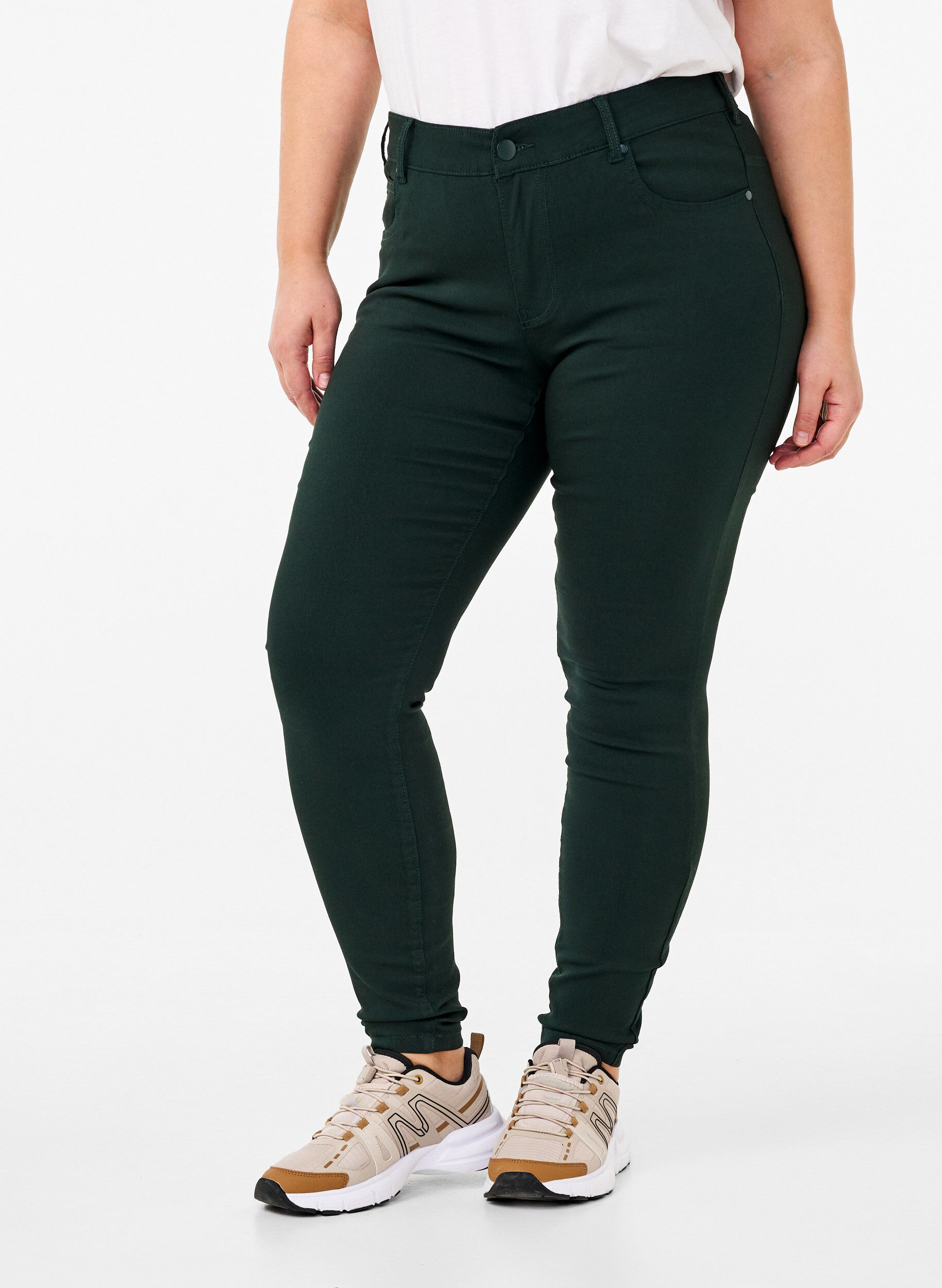 ZizziSlim fit broek met zakken, Groen, Model image number 2