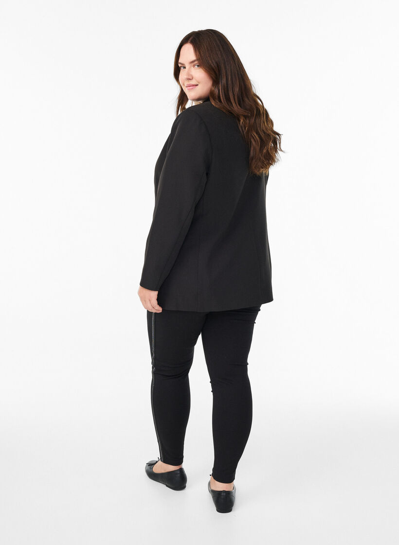 Leggings met glitterstreep en splits, Black, Model