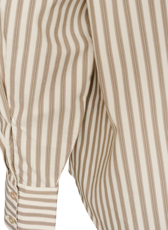 Gestreept overhemd met afneembare strik aan de hals, Beige, Packshot image number 3