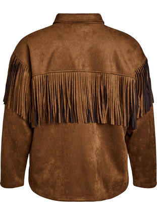 ZizziImitatie suède jacket met franjes, Brown Fake Suede, Packshot image number 1