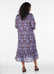 Midijurk met bloemenprint en ruchezoom, Bruin, Model image number 1