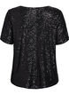 Sequin blouse met V-hals en korte mouwen, Zwart, Packshot image number 1