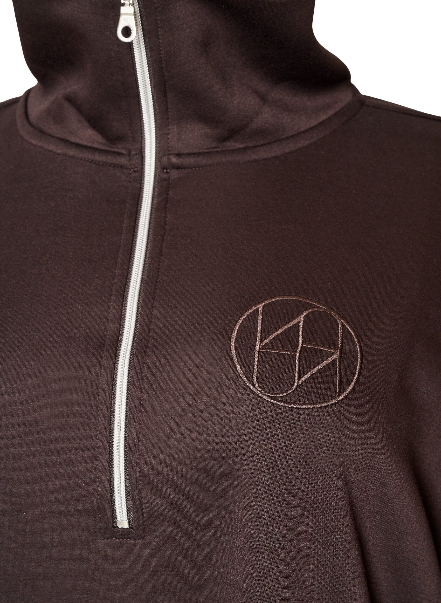 ZizziSportieve sweatshirtjurk met hoge kraag en ritssluiting, Bruin, Packshot image number 2