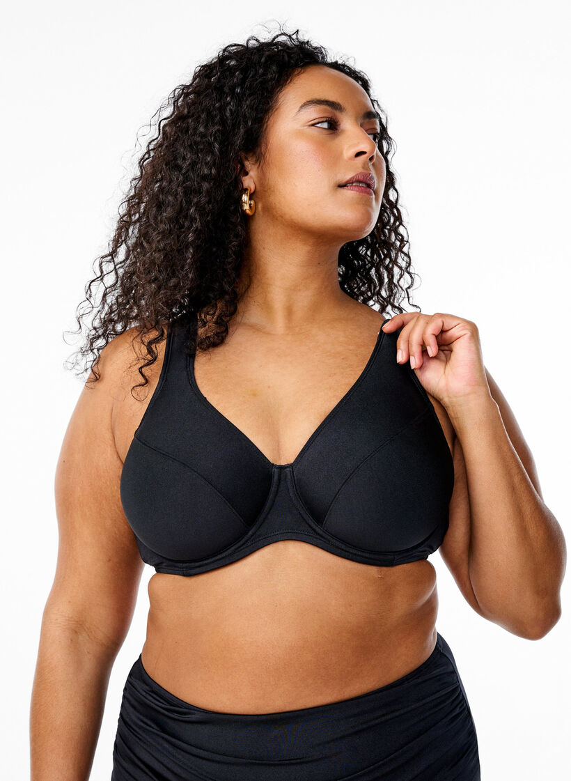 Volledig dekkende bikinitop met beugel, Black, Model