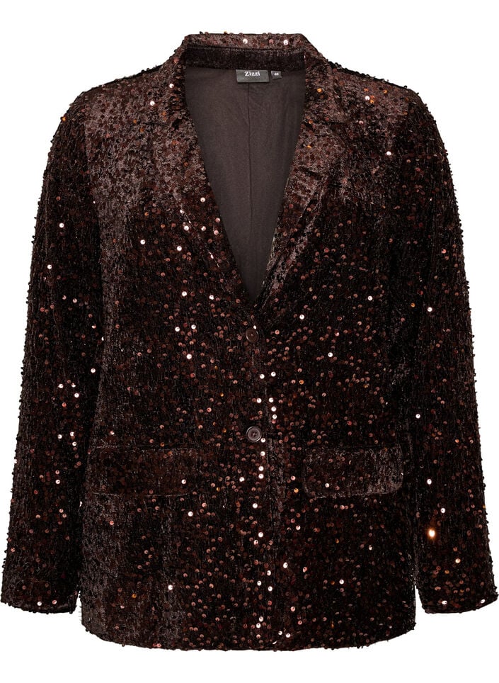 Blazer met pailletten, Bruin, Packshot