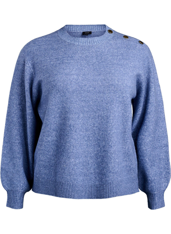 Breisel blouse met knoopdetail, Blauw, Packshot image number 0