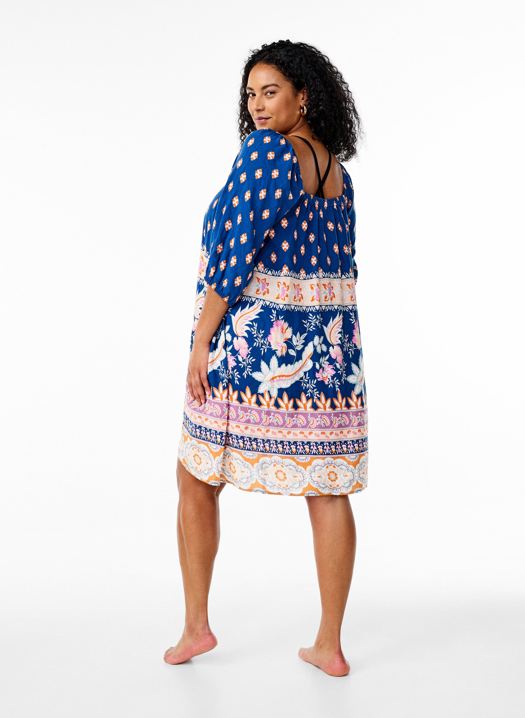 ZizziStrandjurk van viscose met print, Blauw, Model image number 2