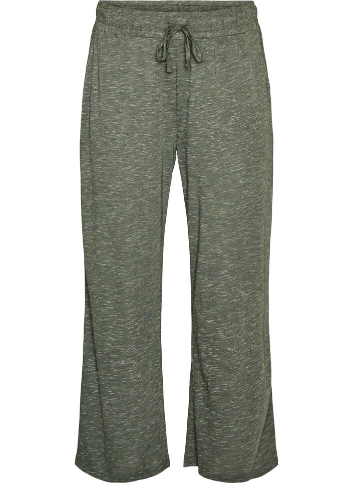 Jersey broek met wijde pijpen en zakken, Groen, Packshot image number 0