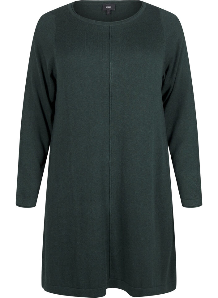 Gebreide jurk in katoen-viscose blend, Groen, Packshot image number 0