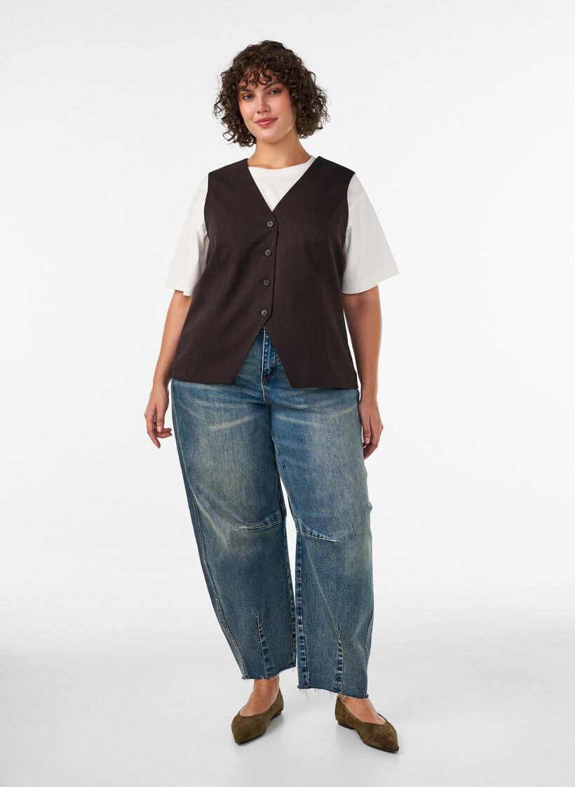 Gilet met knoopsluiting, Bruin, Model image number 1