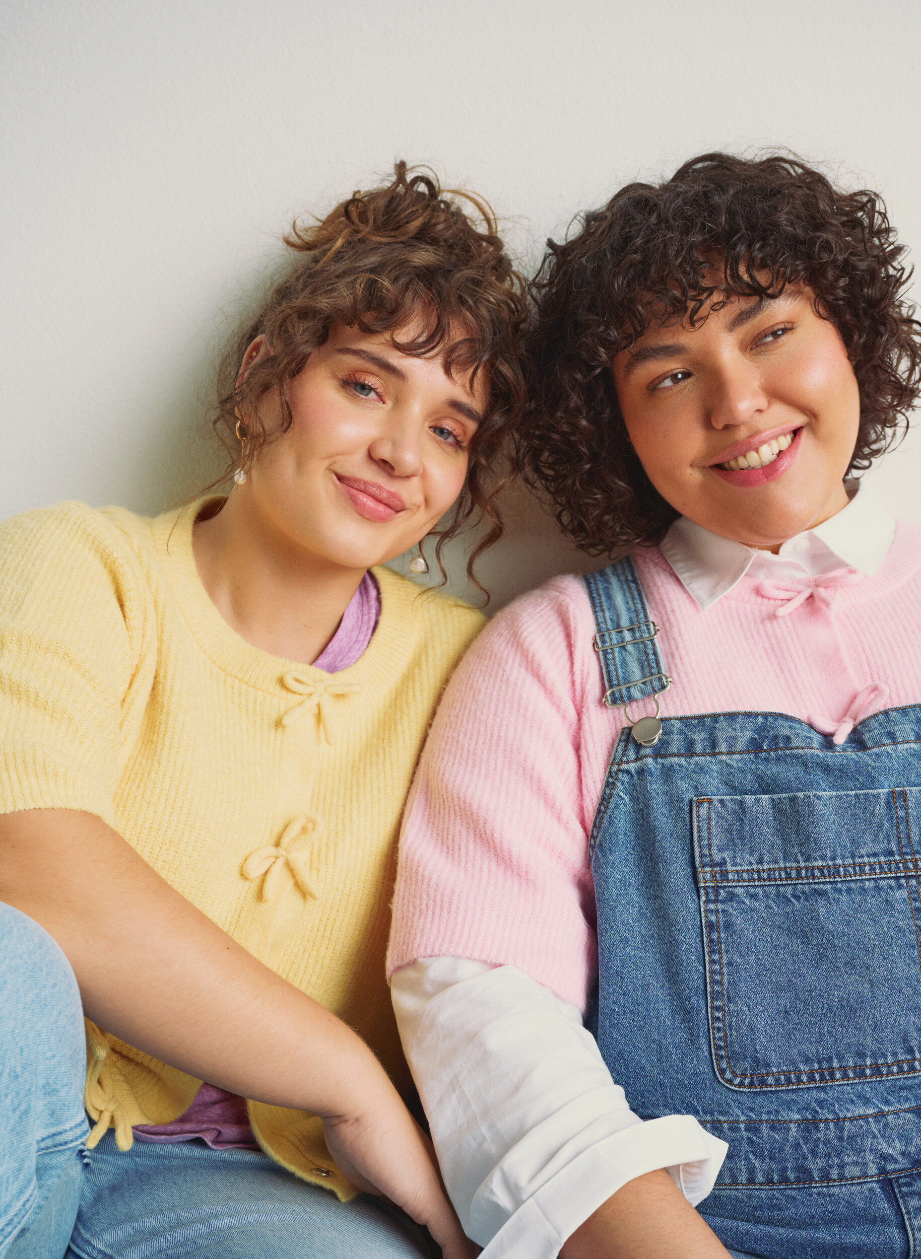 ZizziGebreid vest met korte mouwen en strikjes, Geel, Image image number 0