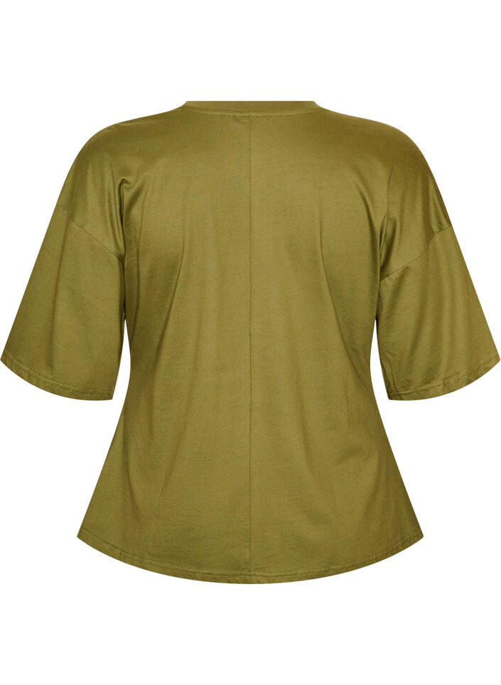 T-shirt met gedrapeerd detail, Groen, Packshot image number 1