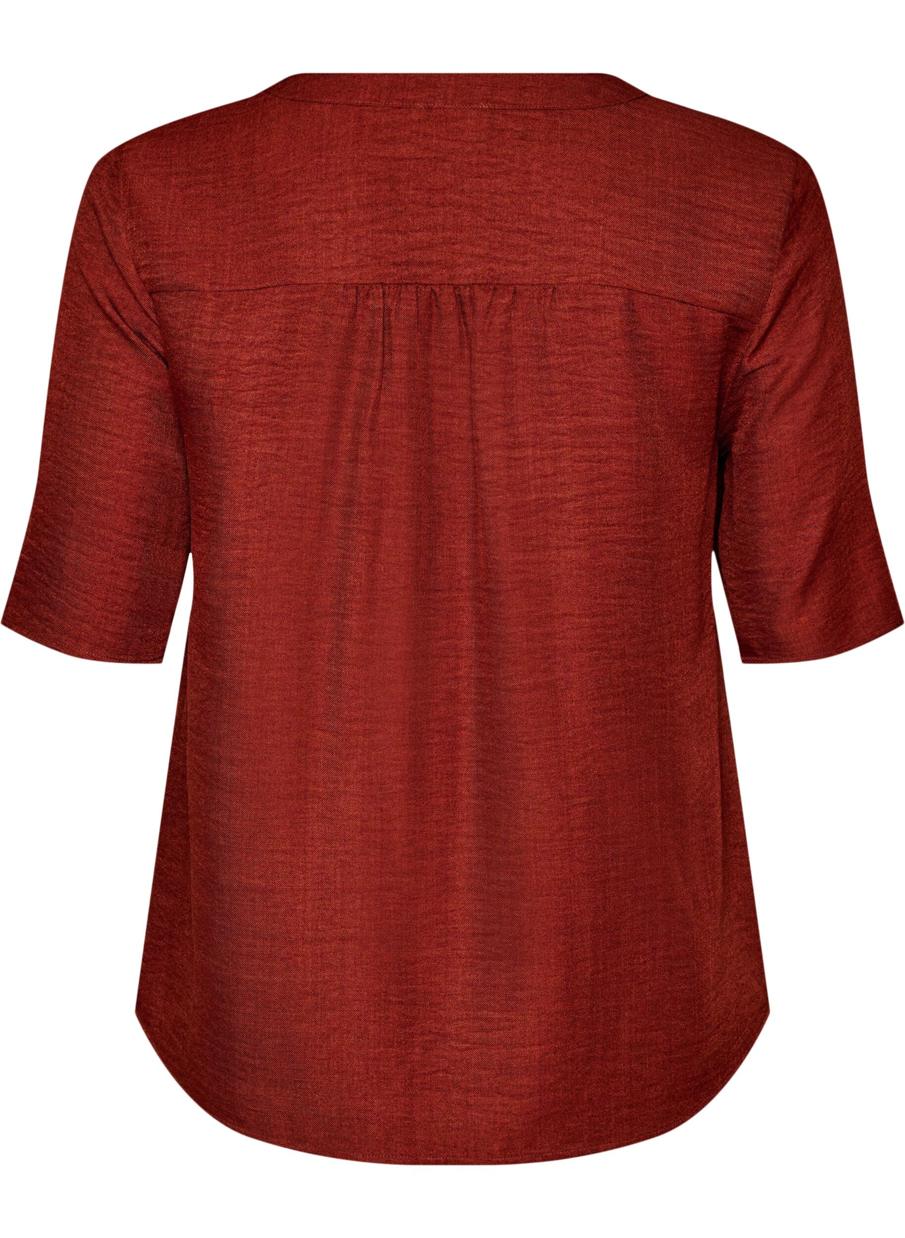 ZizziOverhemd blouse met V-hals en korte mouwen, Rood, Packshot image number 1