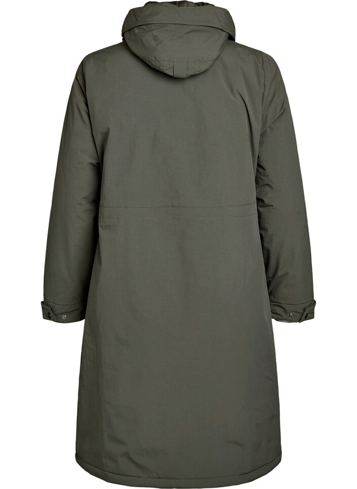 Parka met capuchon en verstelbare taille, Groen, Packshot image number 1