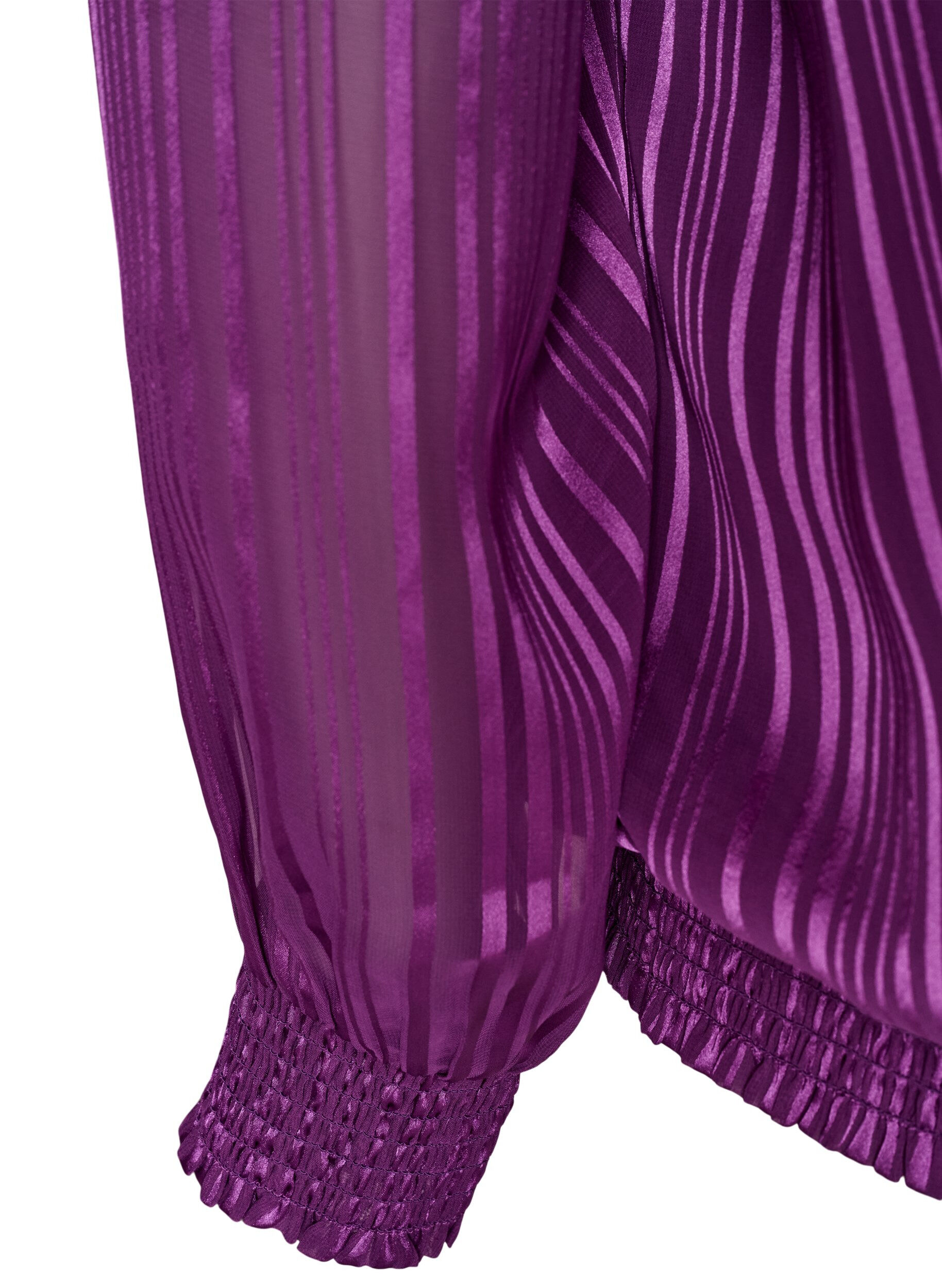 ZizziGestreepte blouse met ballonvorm, Paars, Packshot image number 3