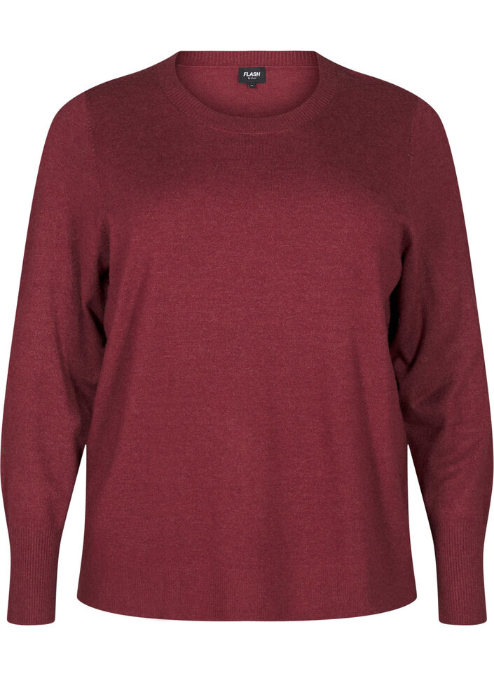 Gebreide blouse met ronde hals, Rood, Packshot image number 0