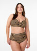 Hoge taille bikinibroekjes met strepen, Bruin, Model image number 0