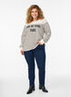 Sweatshirt met strepen en tekstprint, Beige, Model image number 1