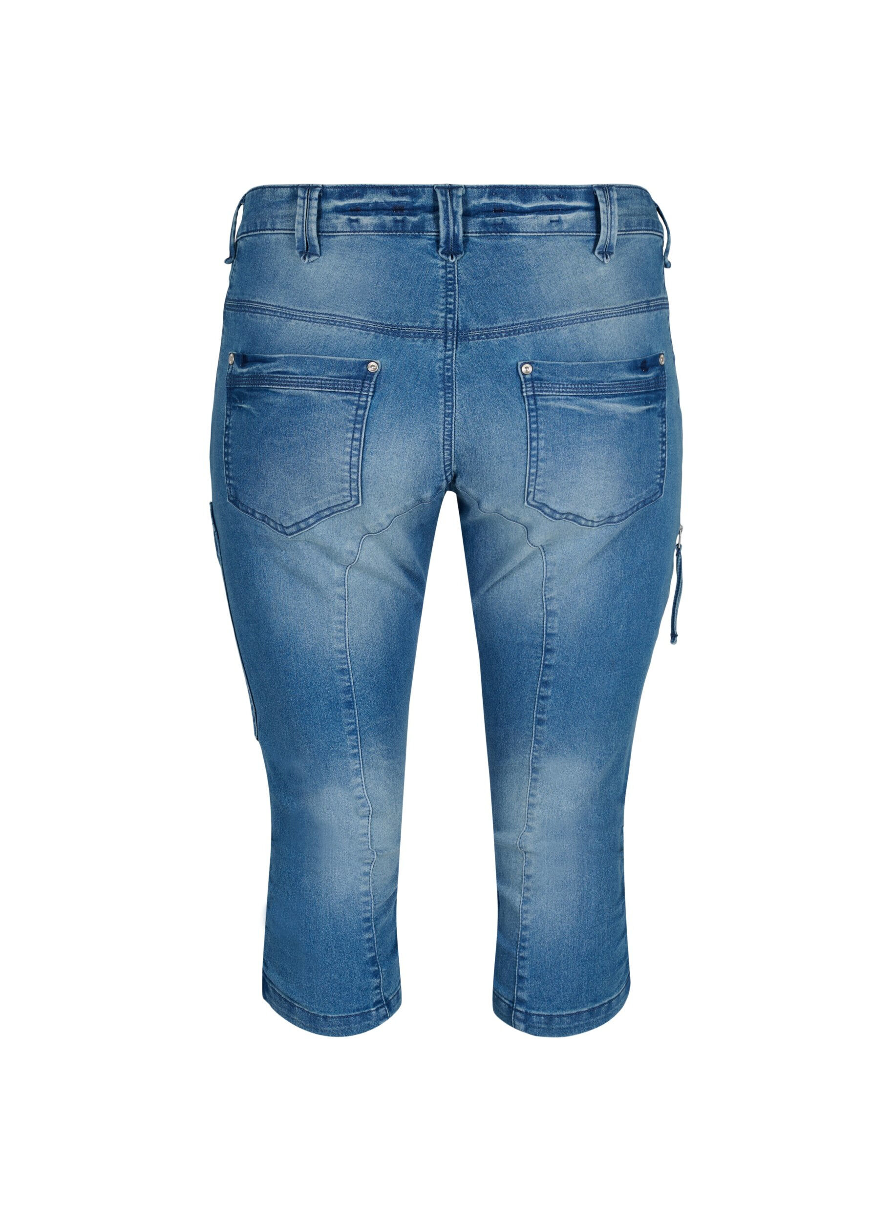 ZizziSlim fit capri jeans met zakken, Blauw, Packshot image number 1