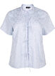 Jacquard blouse met korte mouwen en strikjes, Blauw, Packshot image number 0