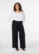 T-shirt met lange mouwen, V-hals en knopen, Wit, Model image number 1