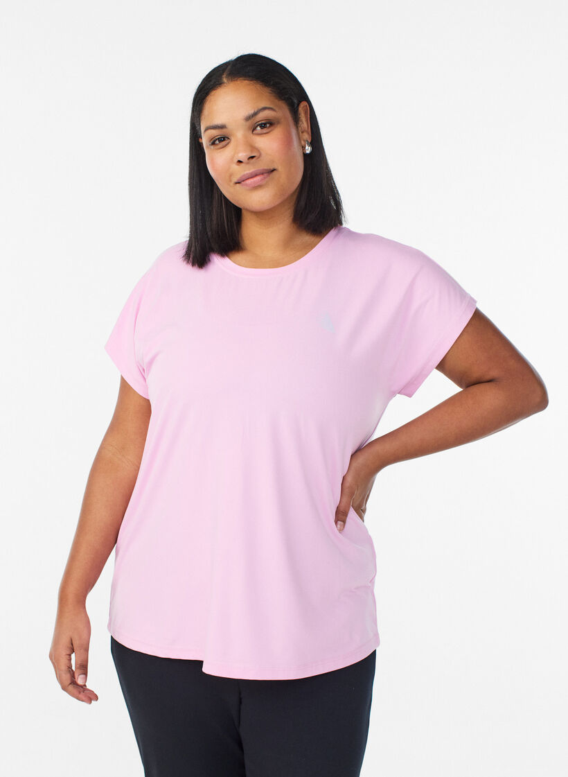 Effen gekleurd trainingsshirt, Roze, Model image number 0