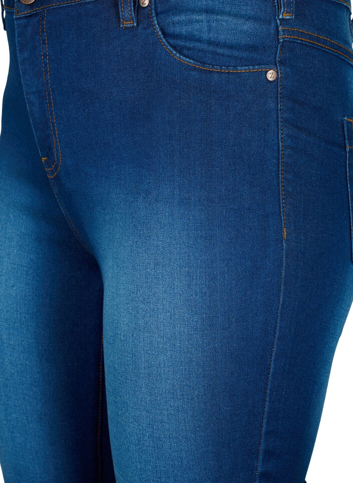 High waist Amy capri jeans met super slim fit, Blue denim, Packshot
