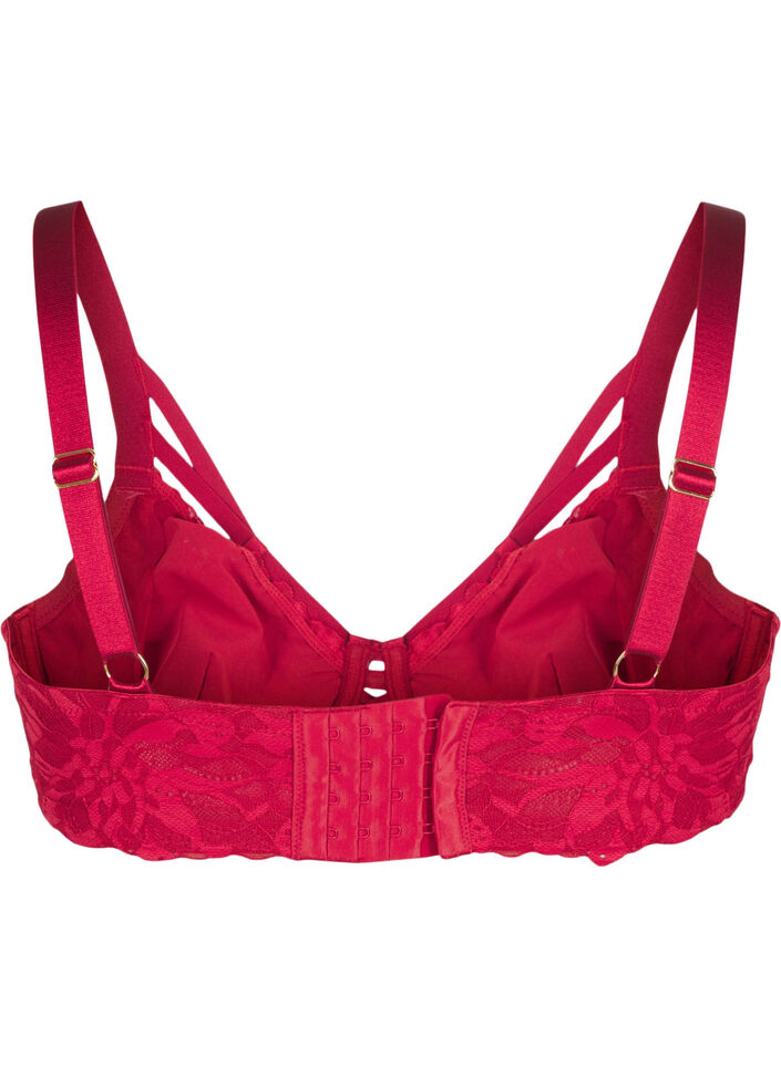 Volledig bedekkende kanten bh met stringdetails, Rhythmic Red, Packshot