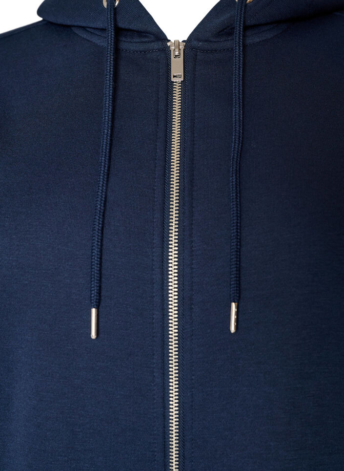 Lange hoodie met ritssluiting en zakken, Blauw, Packshot image number 2