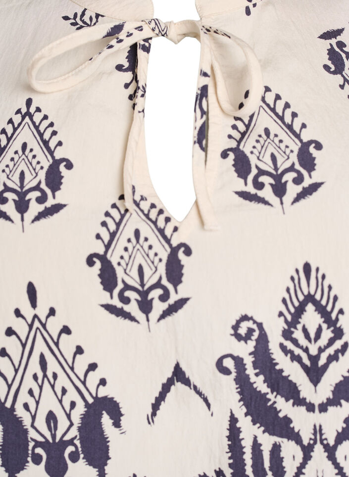 Mouwloze blouse met ruche en print, Birch Black AOP, Packshot