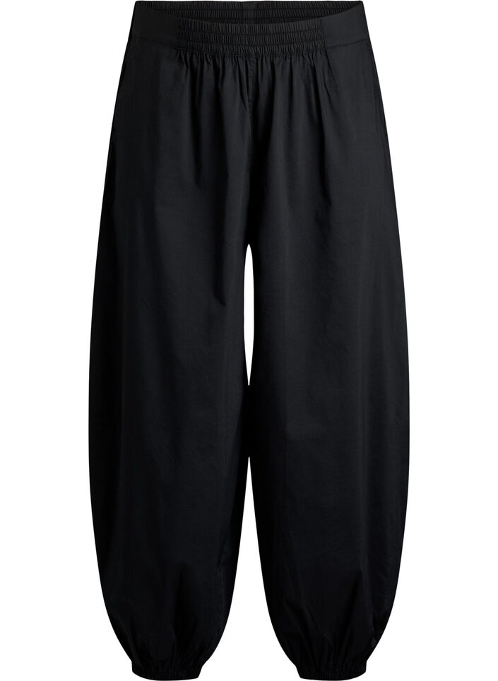 Ballonbroek met zakken en een elastische tailleband, Zwart, Packshot image number 0