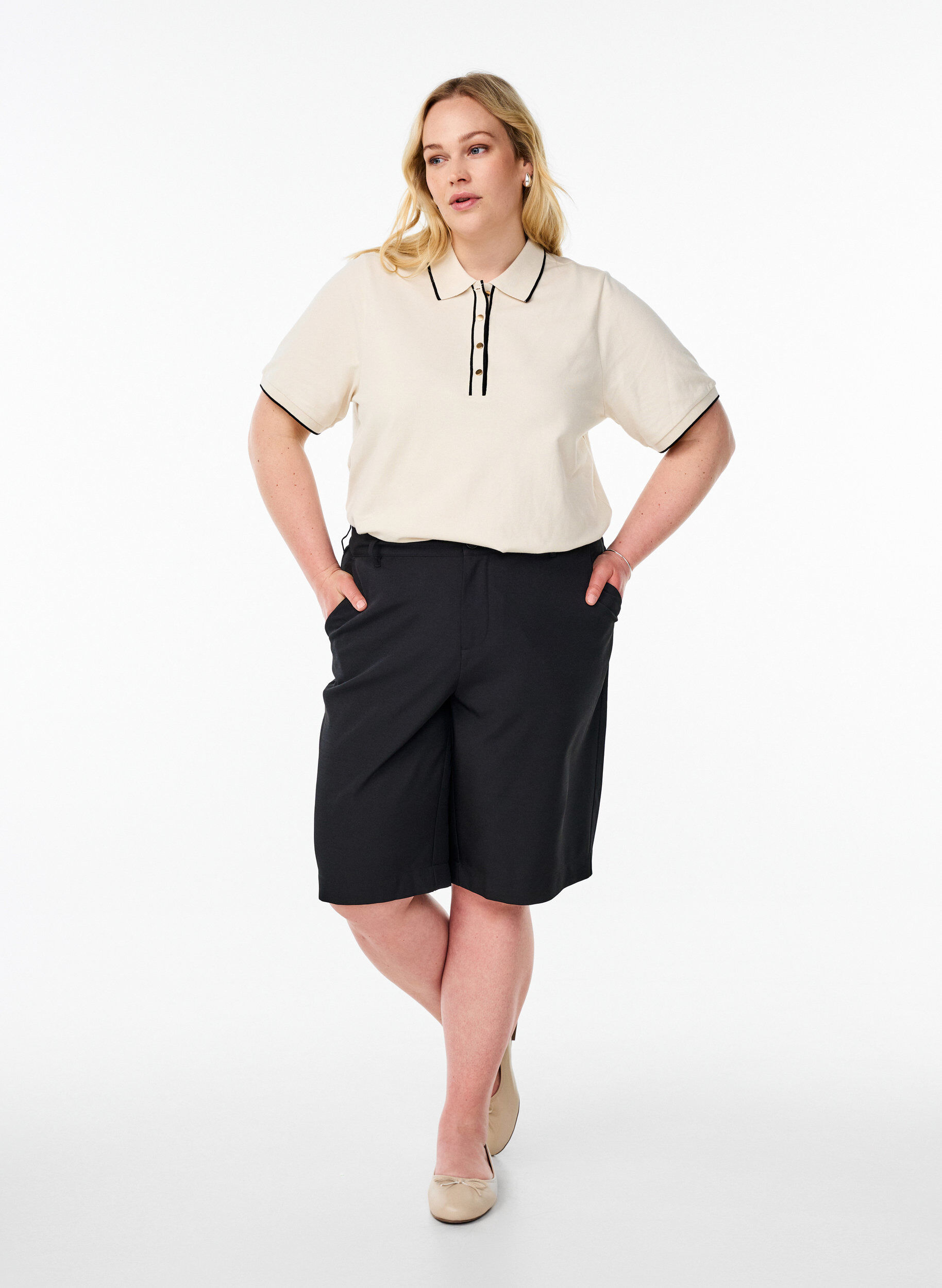 ZizziPoloshirt met korte mouwen, Beige, Model image number 1