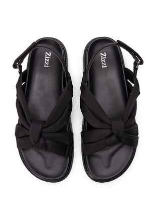 ZizziSandaal met brede pasvorm en knoopdetail, Black, Packshot image number 2