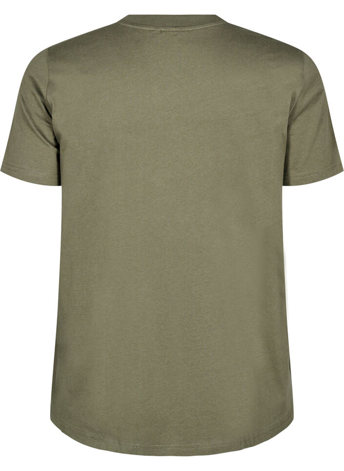 Basic katoenen T-shirt met ronde hals, Groen, Packshot image number 1