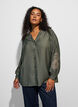 Viscose shirt met geborduurde mouwen, Groen, Model image number 0