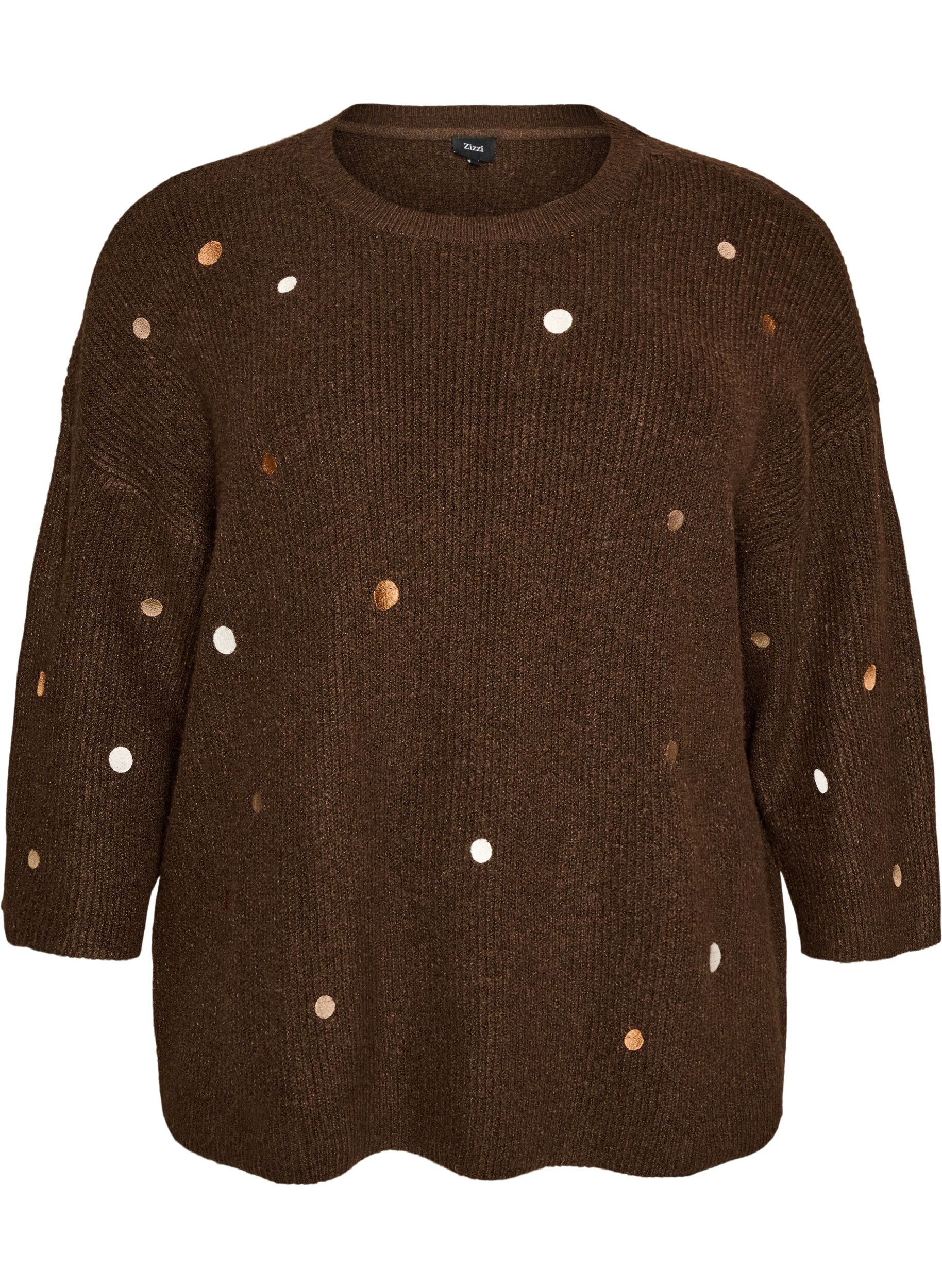Gebreide blouse met kleine geborduurde motieven