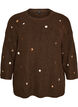 Gebreide blouse met kleine geborduurde motieven, Bruin, Packshot image number 0