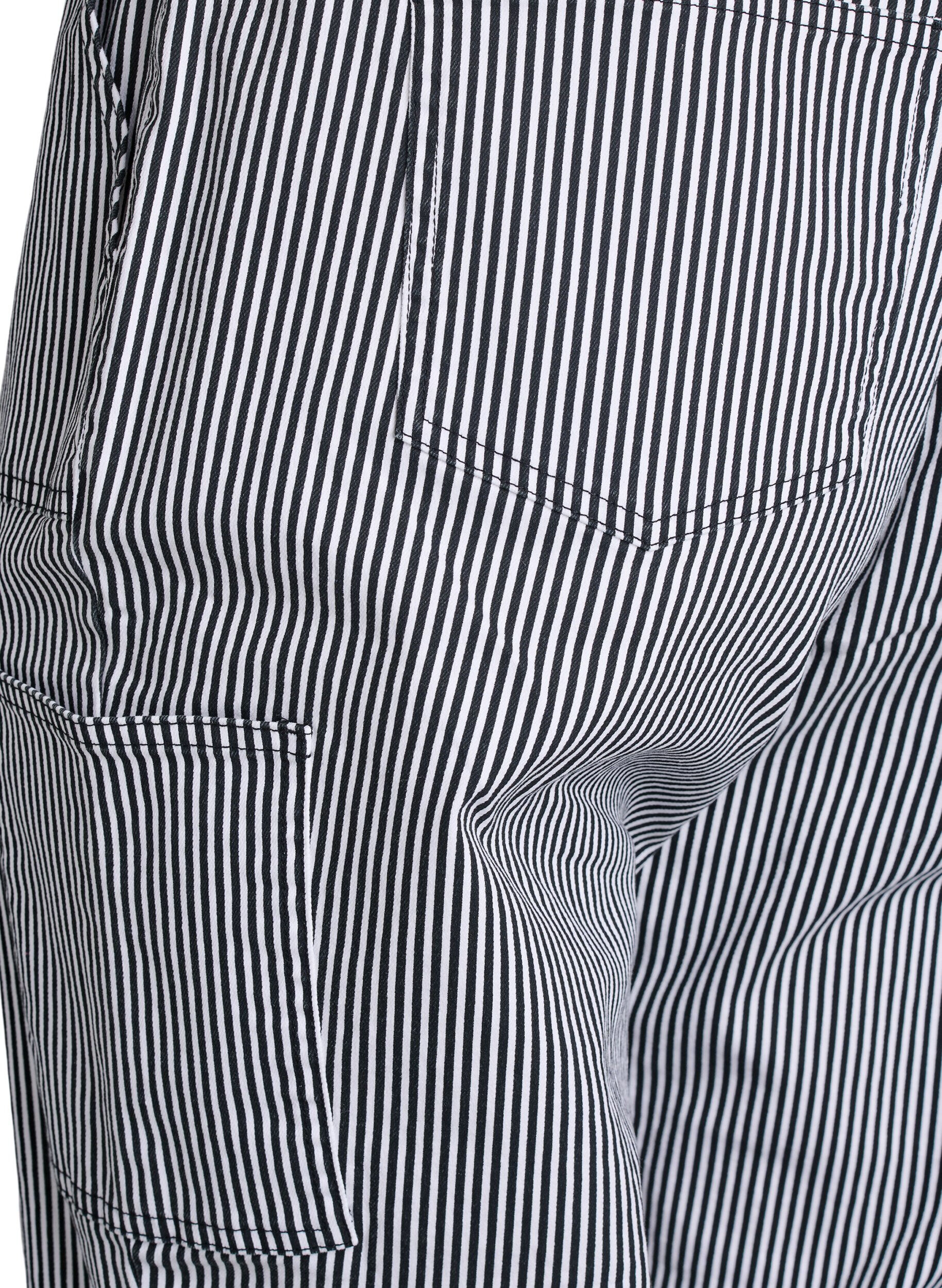 ZizziHoog getailleerde gestreepte cargo jeans, Zwart, Packshot image number 3