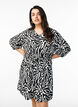 Jurk met 3/4 mouwen en zebraprint, Zwart, Model image number 0