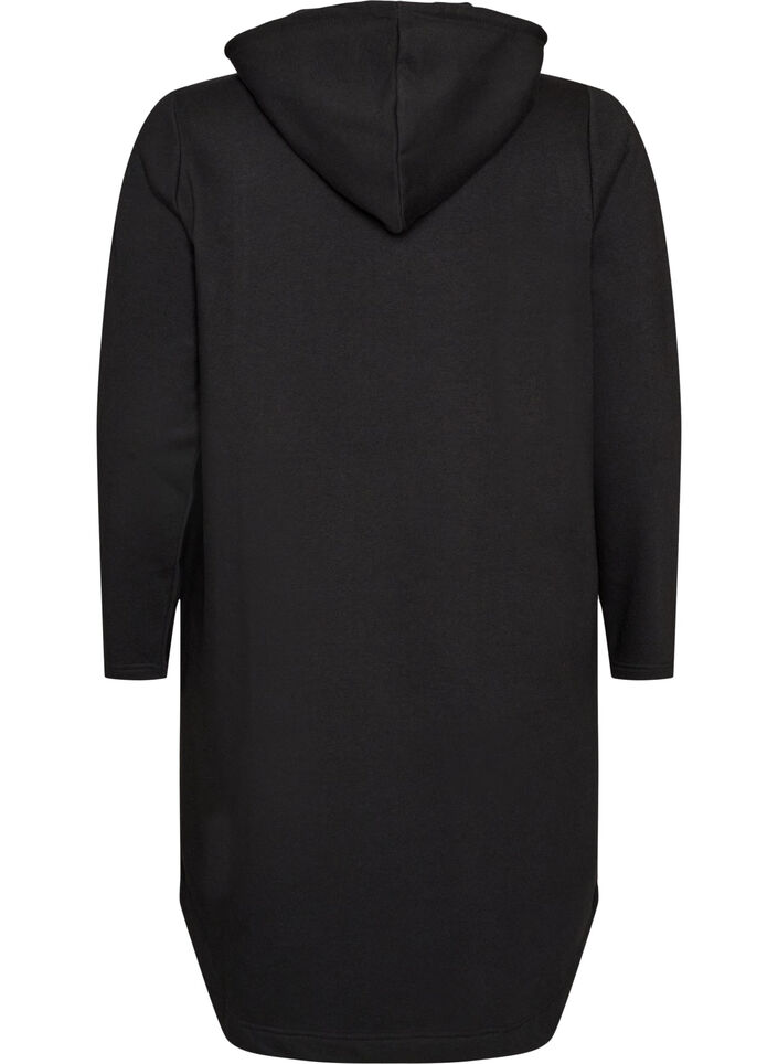 Sweatshirt jurk met capuchon en zakken, Zwart, Packshot image number 1
