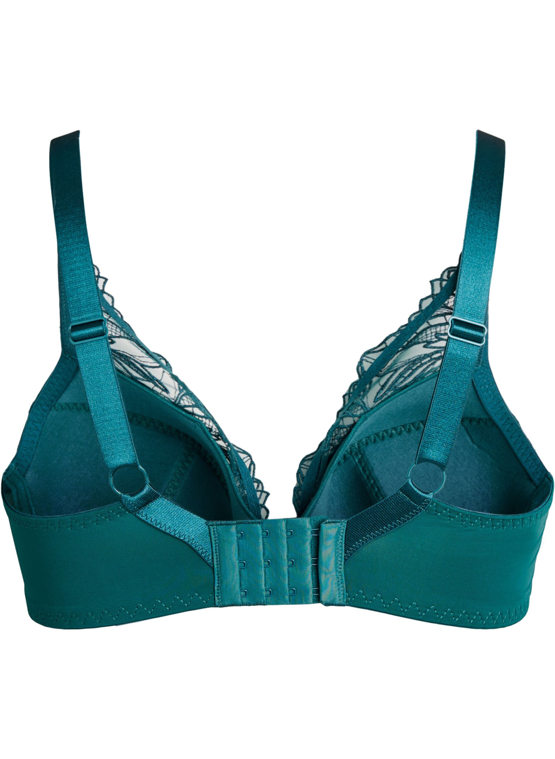 ZizziGewatteerde kanten beha met beugel, Groen, Packshot image number 1