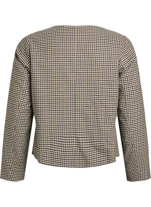 ZizziKorte jas met goudkleurige knopen, Check brown, Packshot image number 1