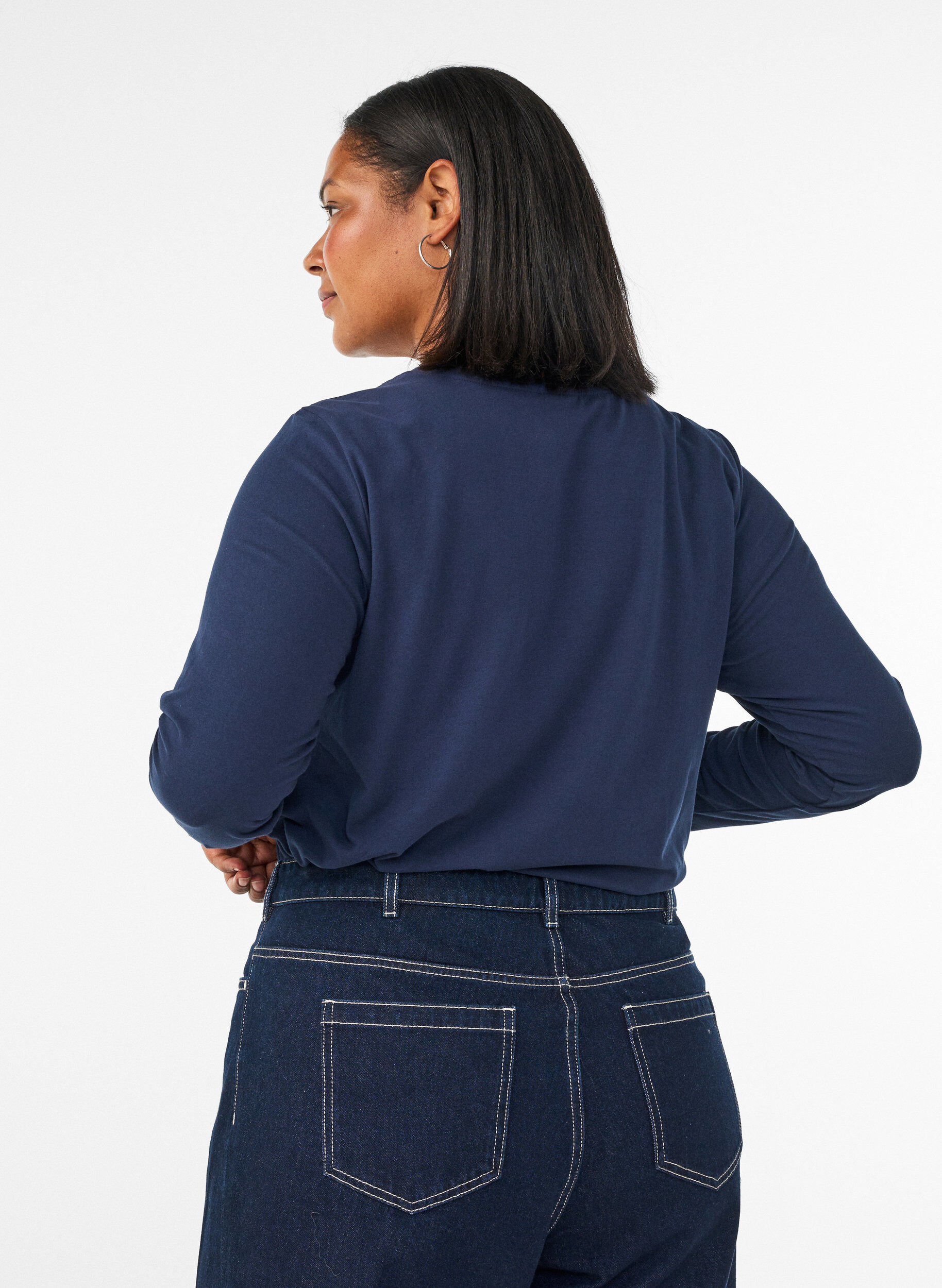 ZizziBasic jerseyblouse met lange mouwen, Blauw, Model image number 2
