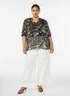Blouse met bloemenprint en V-hals, Zwart, Model image number 1