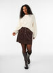 Korte corduroy rok met drukknopen, Bruin, Model image number 1