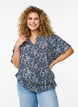 Blouse met korte mouwen en een rucherand, Blauw, Model image number 0