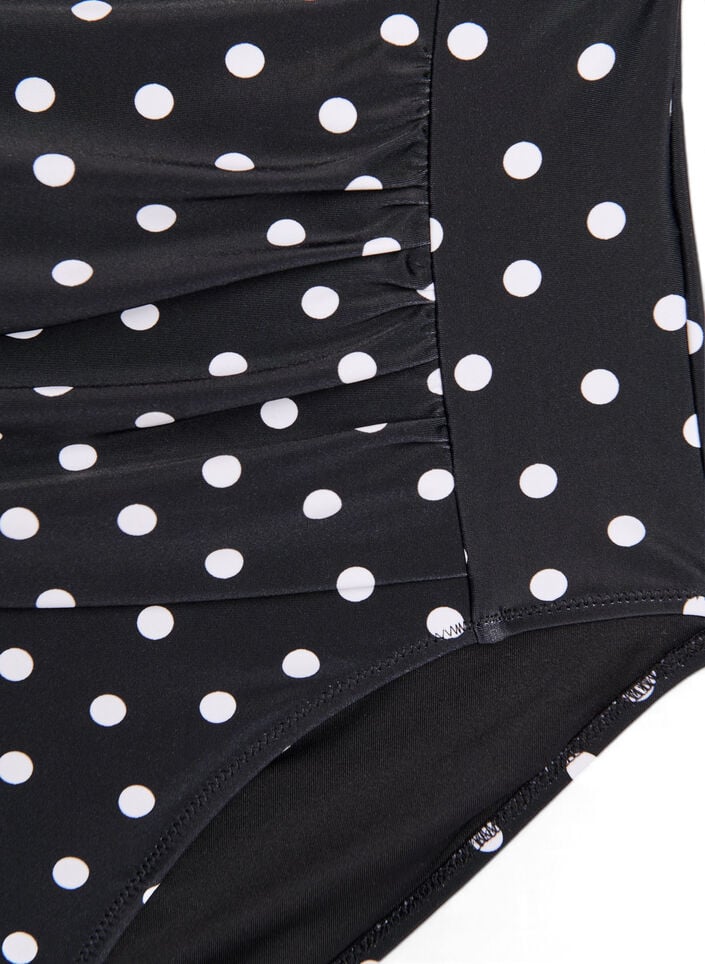 Bikinibroekje met print en een hoge taille, Zwart, Packshot