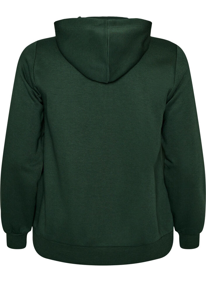 Sweatshirt met capuchon, ritssluiting en zakken, Groen, Packshot image number 1