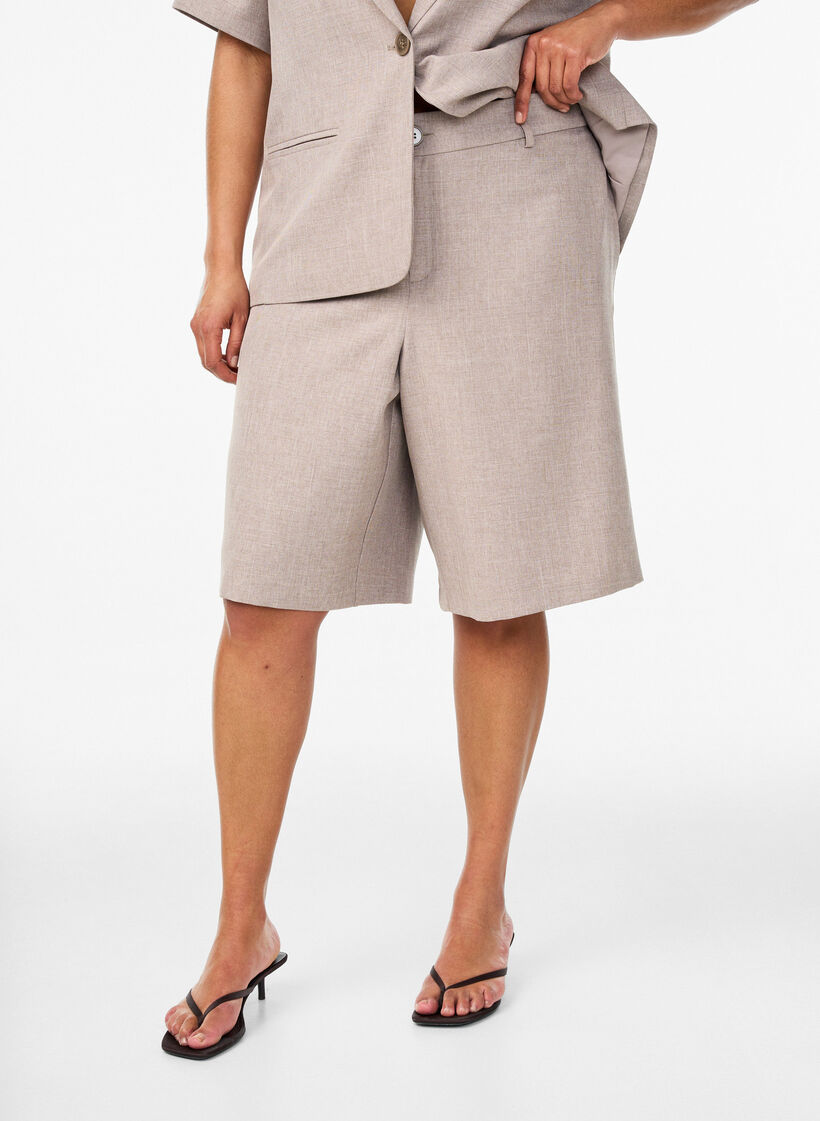 Losse Bermuda-shorts met hoge taille, Bruin, Model image number 2