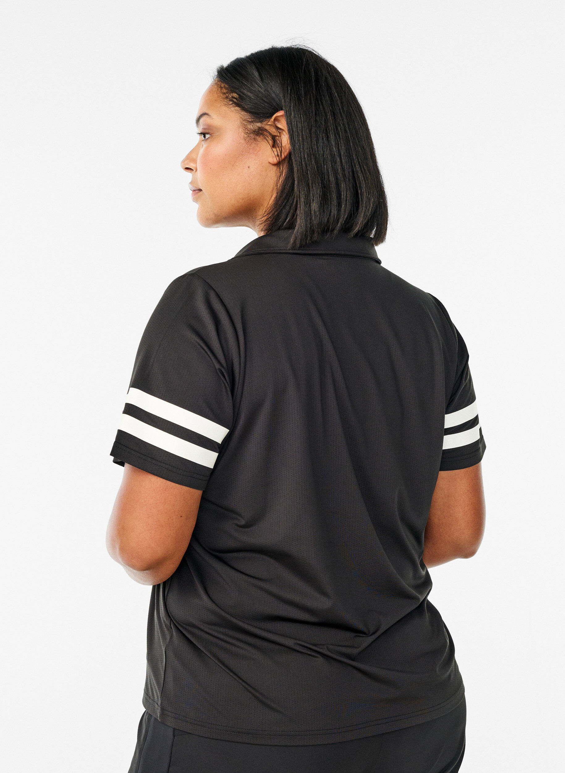 ZizziSportieve polo met streepdetails, Zwart, Model image number 2